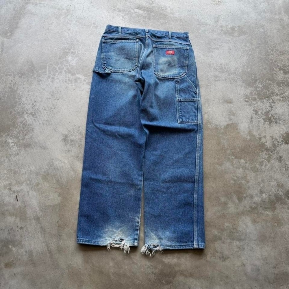 Vintage 90's Dickies Faded Blue carpenter heavy work denim jeans 34x31 - Picture 2 of 8
